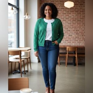 Banana Republic Green Polka Dot Women’s Cardigan Sweater St. Patrick’s Day Shirt